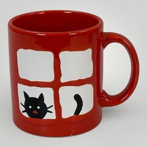 Waechtersbach Red Mug Cat In Window Ceramic Cup Pottery Handle Germany